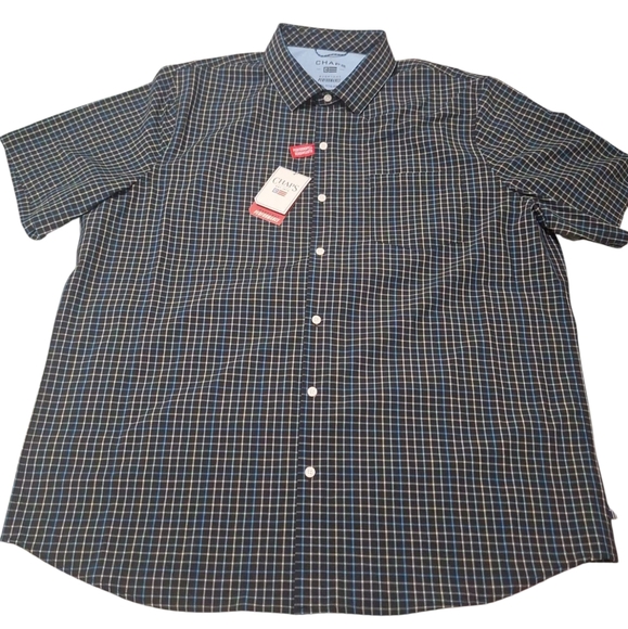 Chaps Other - NWT CHAPS Everyday Performance Mens Black Blue Plaid Short Sleeve Button Up SM